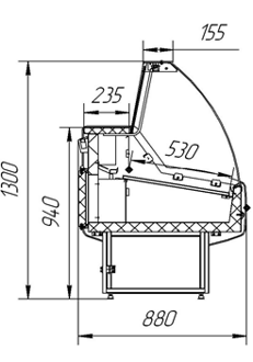 Витрины "Оптима-СП" +1+6 с подтоварником
