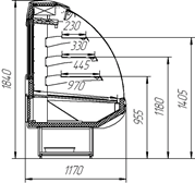 Витрины "Эллада-К" +1+6 с подтоварником, 3 полки
