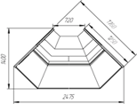 Витрины "Айс-Ун в" угол наружний вентилируемые вынос