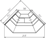Витрины "Эллада-Ун90в" +1+6 угол наружний без подтоварника